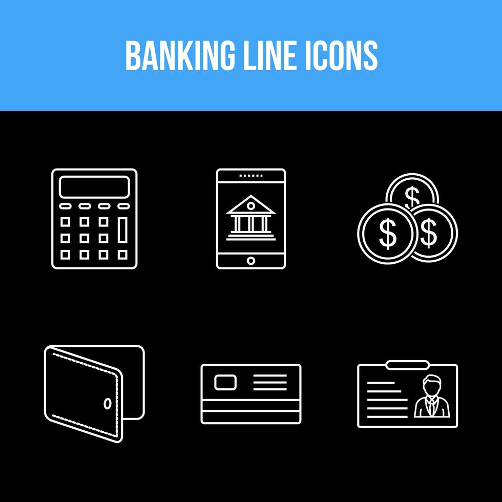 Banking line icons set vector