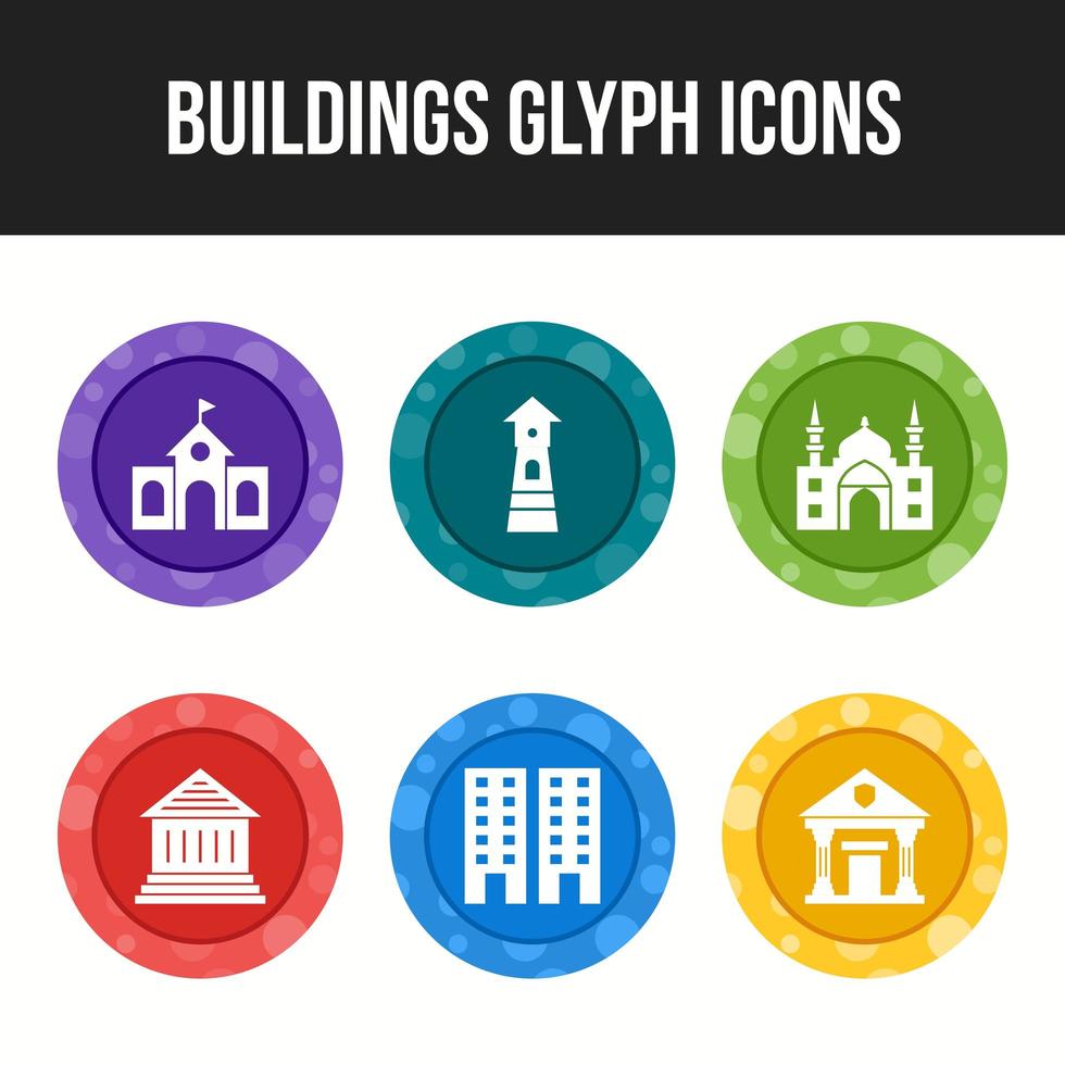 Building and landmarks icon set vector