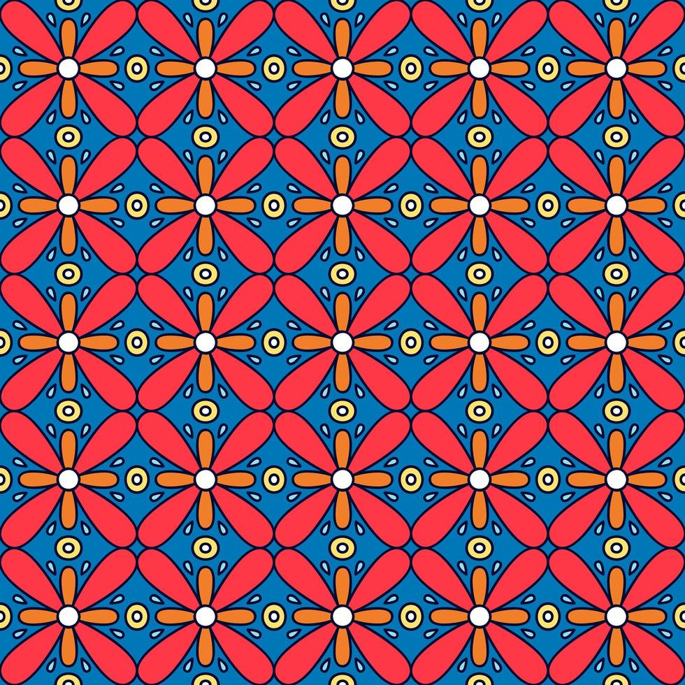 Symmetric flower seamless pattern vector