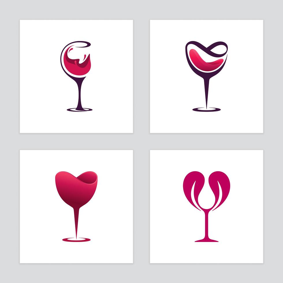 conjunto de iconos de copas de vino vector