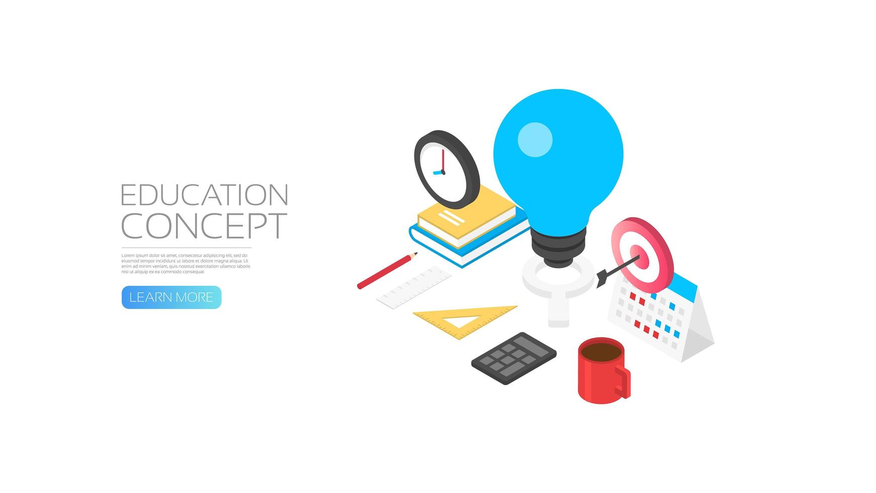 Isometric knowledge and education concept banner vector