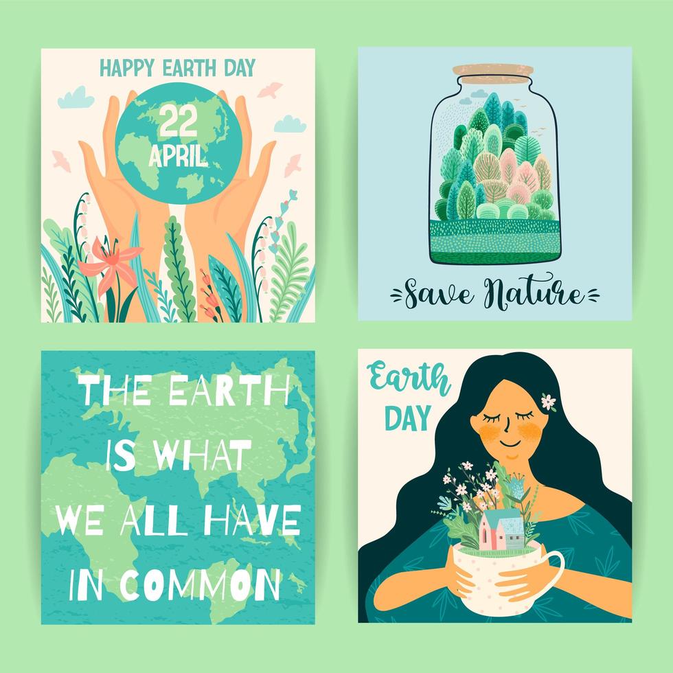 Earth Day Save Nature Templates vector