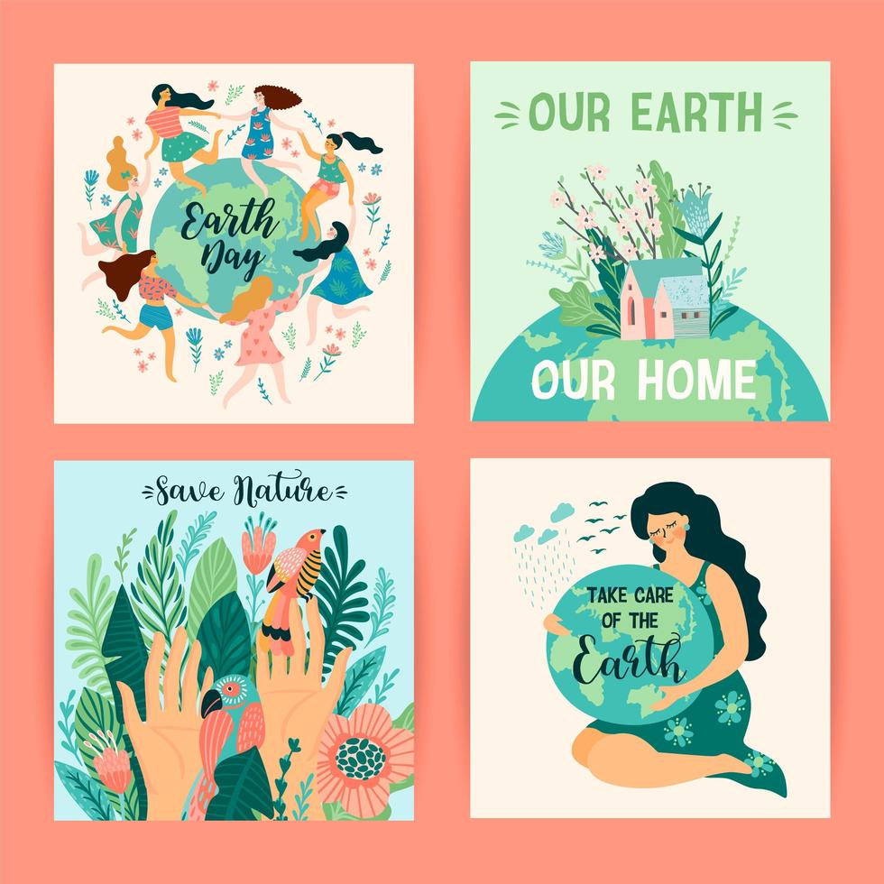 Earth Day Save Nature Templates vector