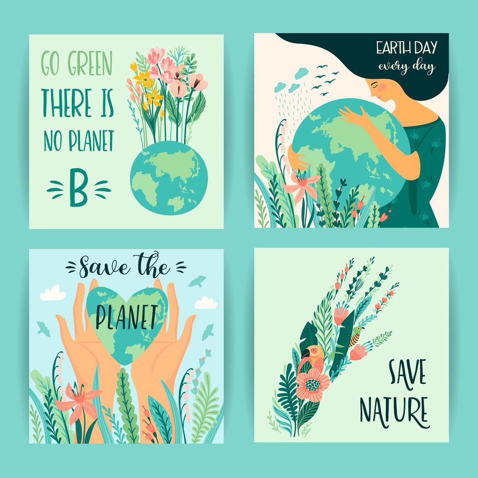 Earth Day Save Nature Templates vector