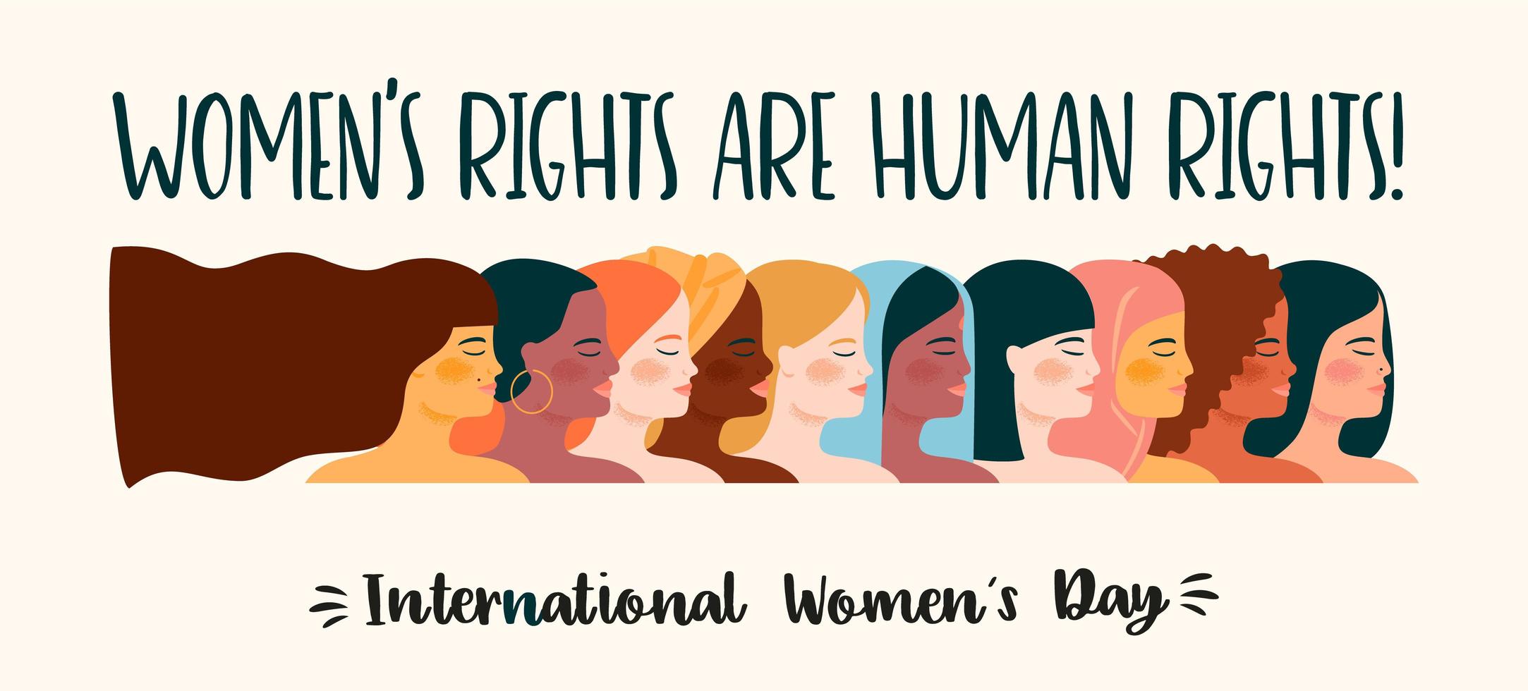 cartel del día internacional de la mujer con mujeres diversas vector