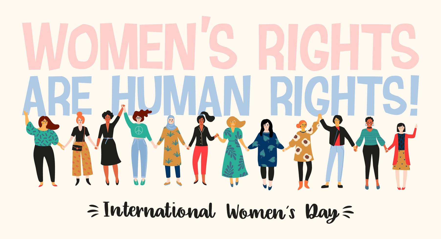 International Women's Day with multi-cultural women  vector