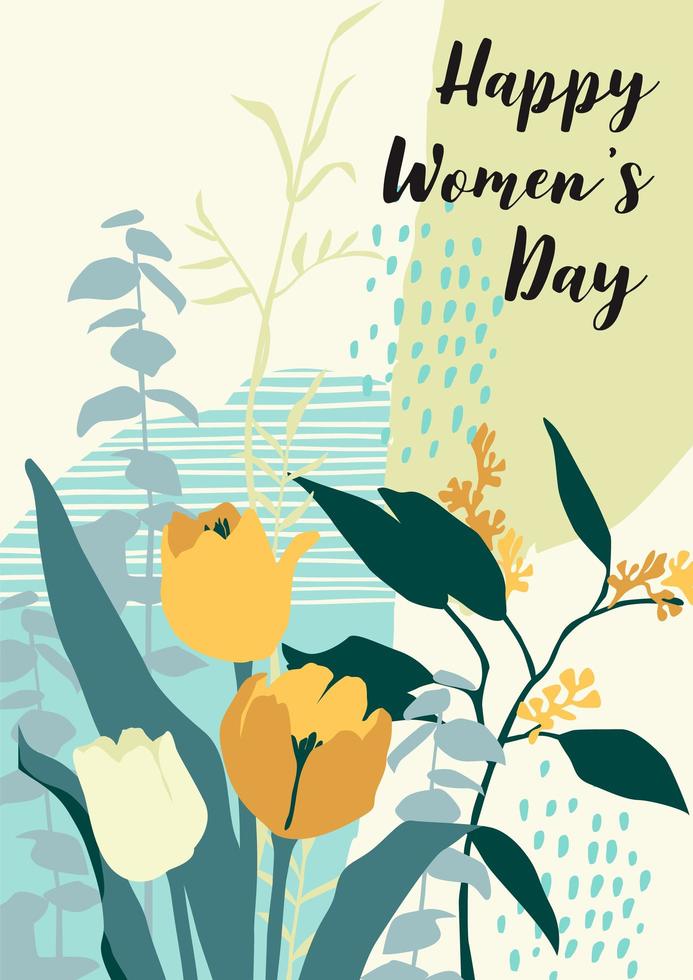 tarjeta del día internacional de la mujer con flores. vector