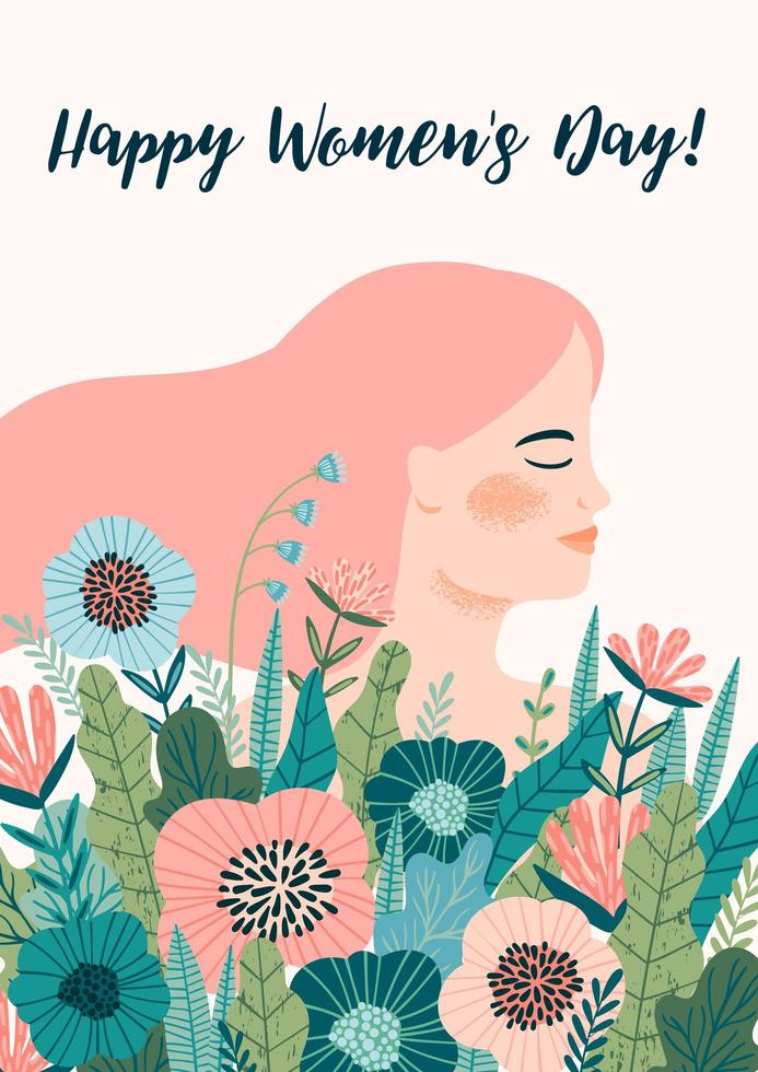 International Women's Day cute floral card  vector