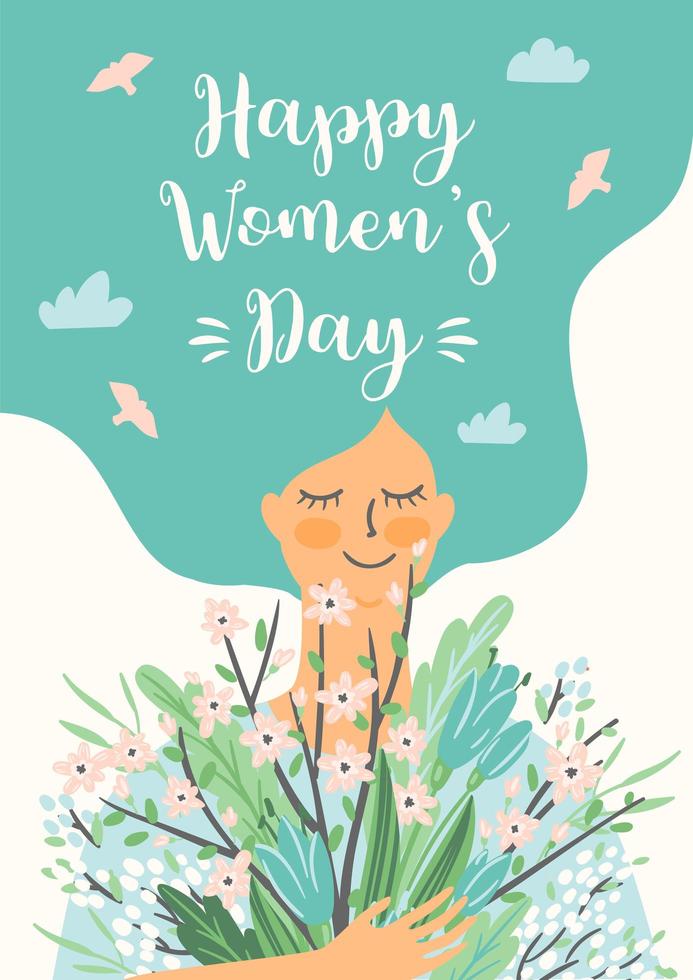 Women's Day cute floral card  vector