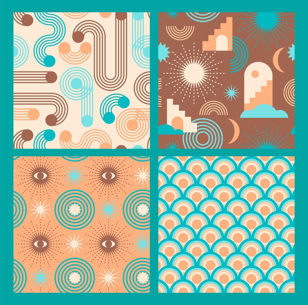 Retro graphic seamless pattern collection  vector