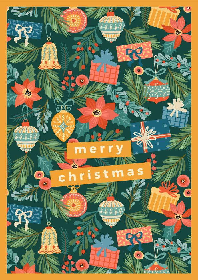 Christmas decorations greeting card template  vector