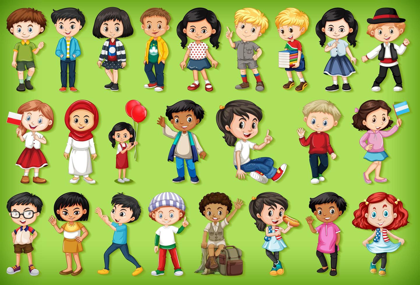 Large set of children doing different activities vector