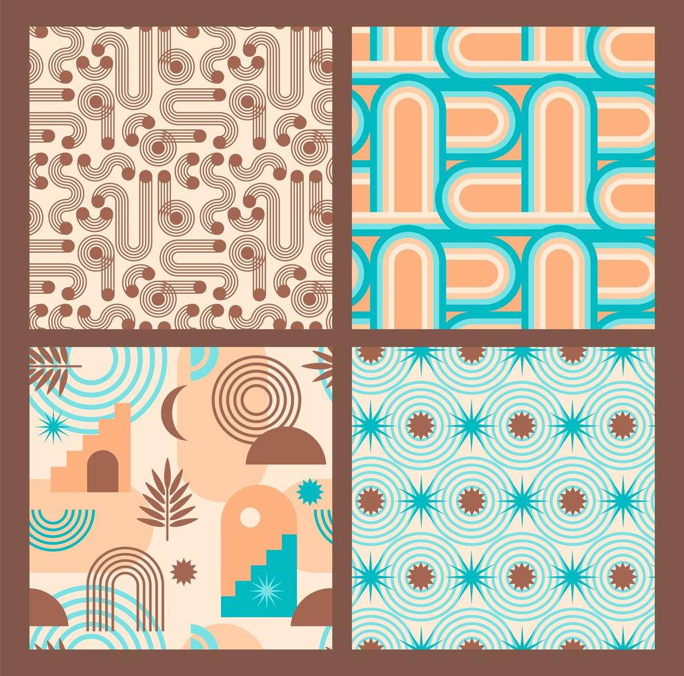 Retro graphic seamless pattern collection  vector
