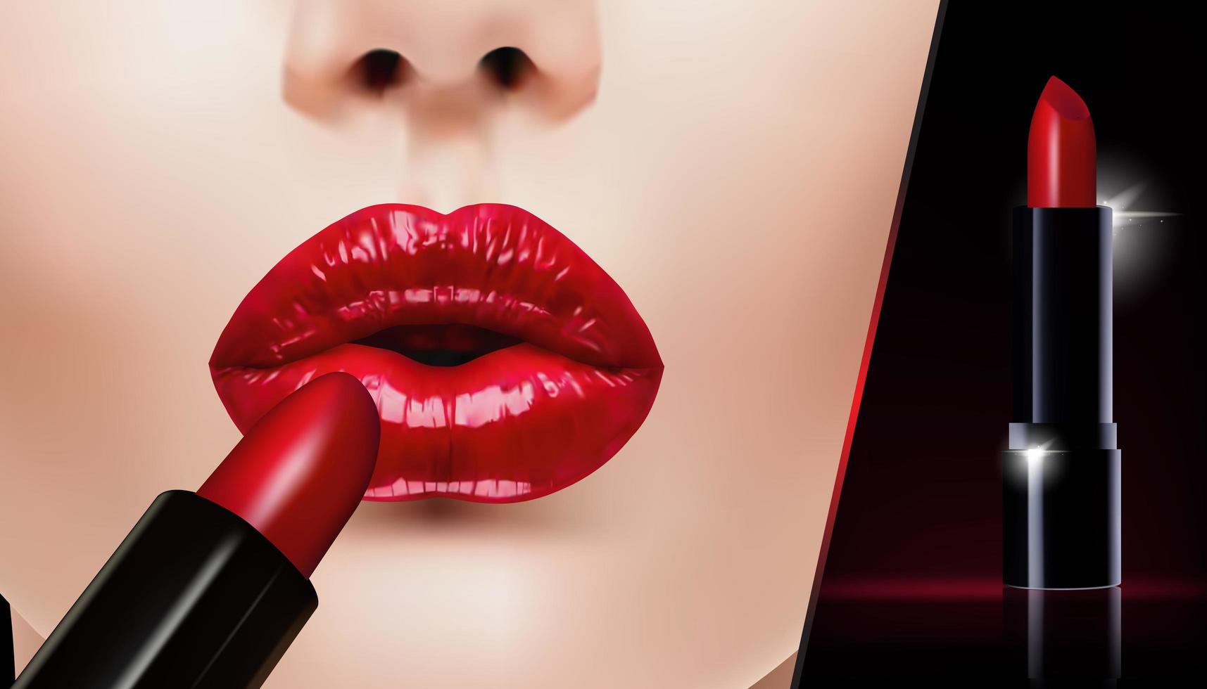 lápiz labial rojo realista para banner publicitario de maquillaje 1361825  Vector en Vecteezy