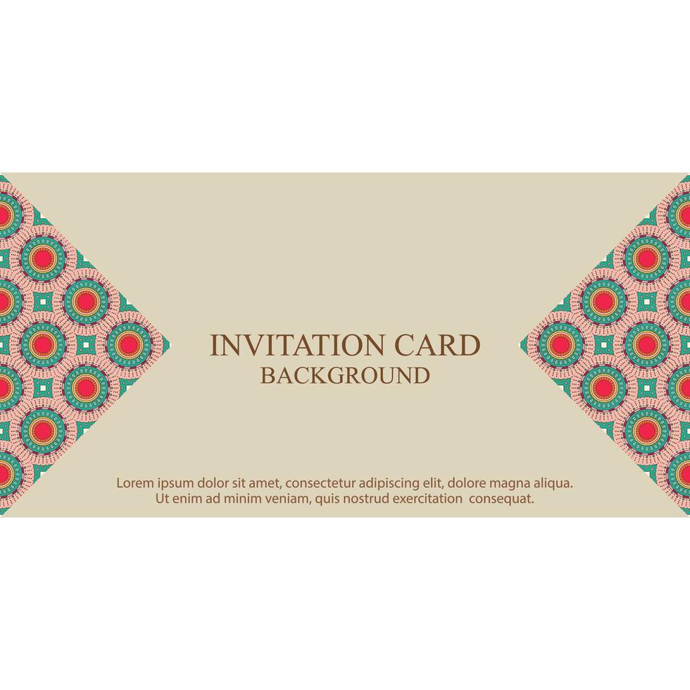 Invitation card background template with boho pattern vector