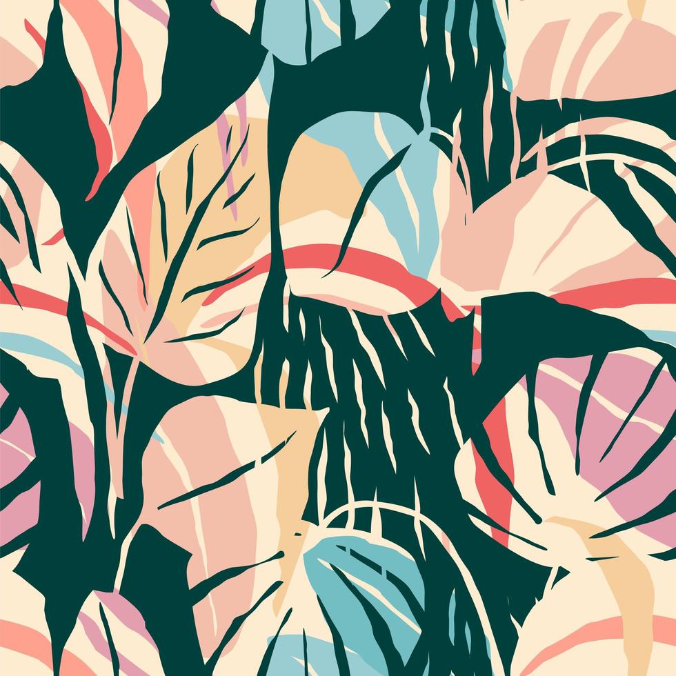 Contemporary seamless pattern with abstract foliage  vector