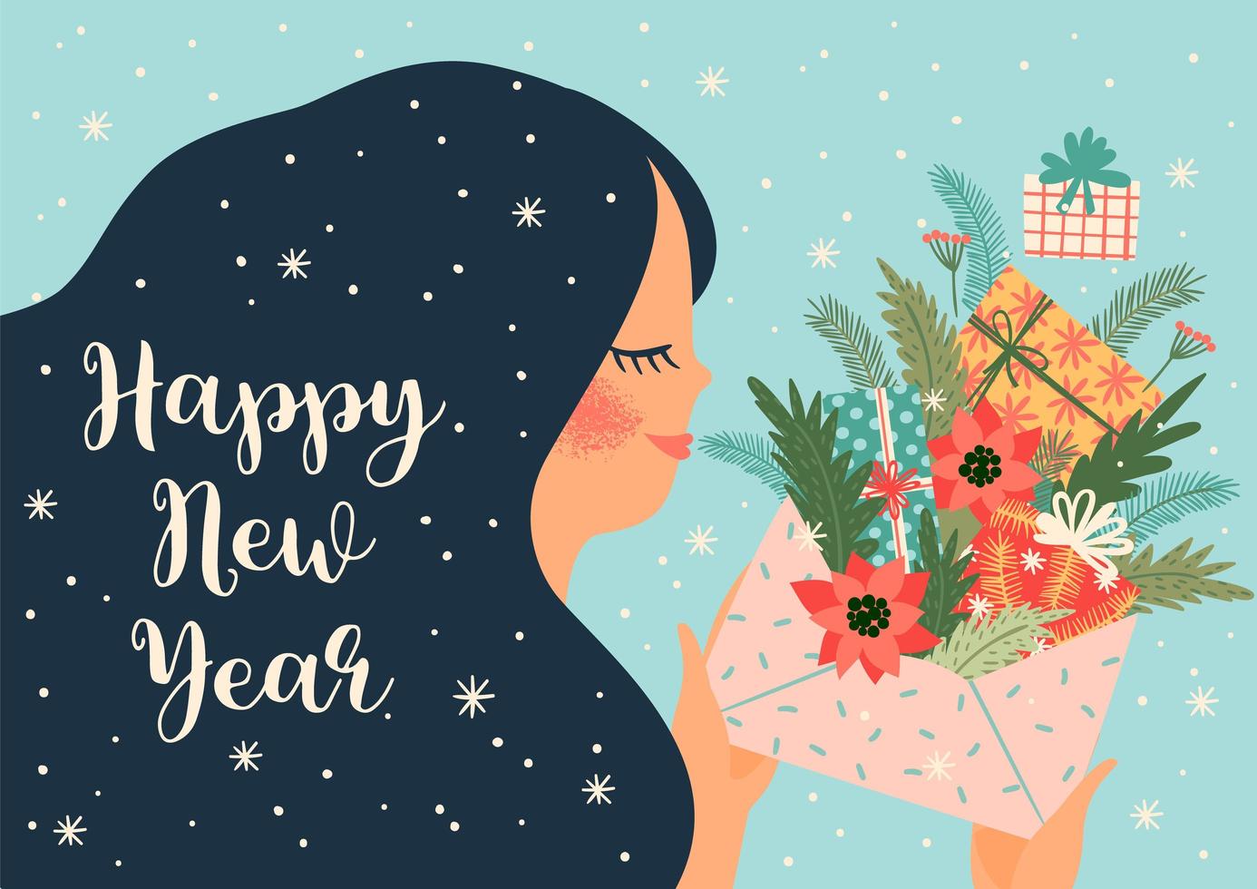 Christmas and New Year's greeting card design vector
