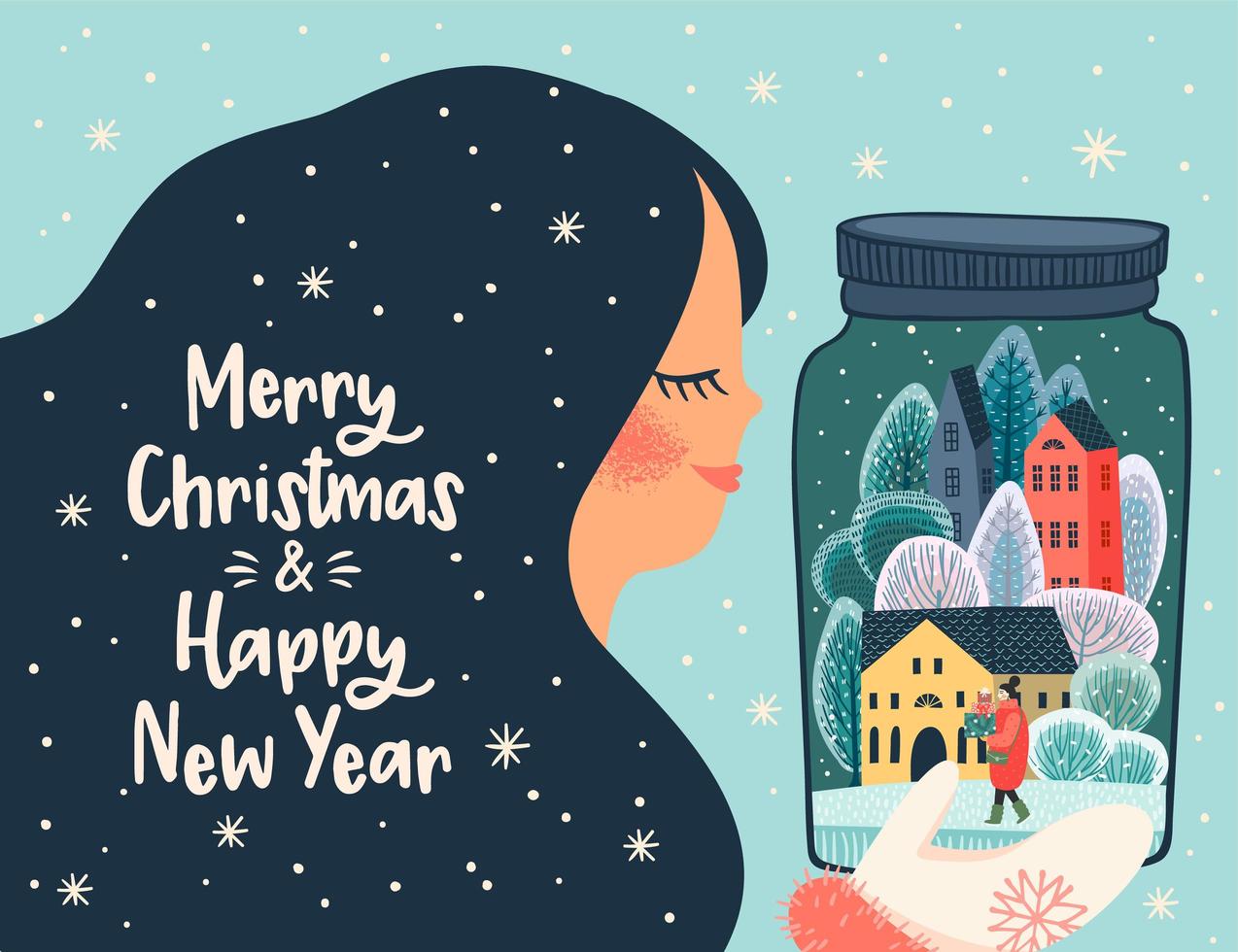 Christmas and New Year's greeting card design  vector