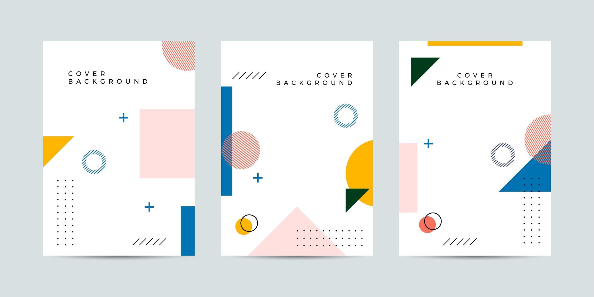 Colorful Memphis-style poster set with geometric shapes vector