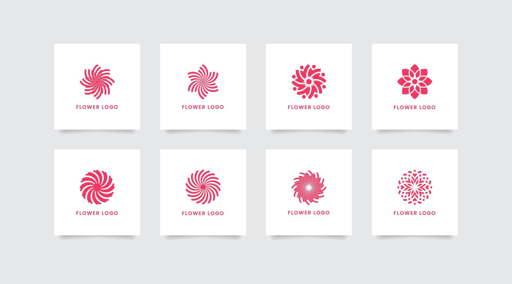 conjunto de logotipos de flores rosadas vector