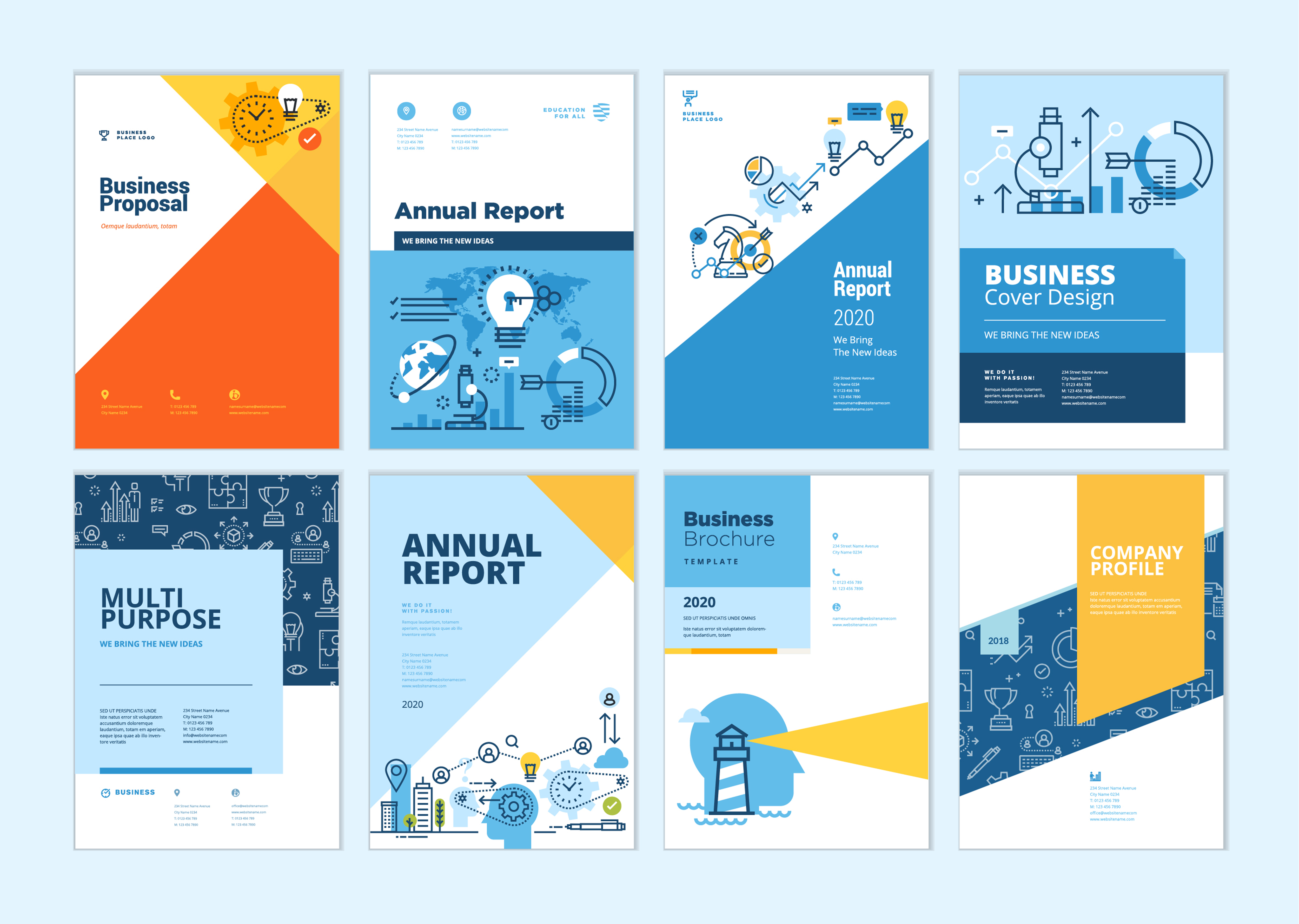 Set Of Brochure And Report Cover Design Templates Vector Art At Vecteezy