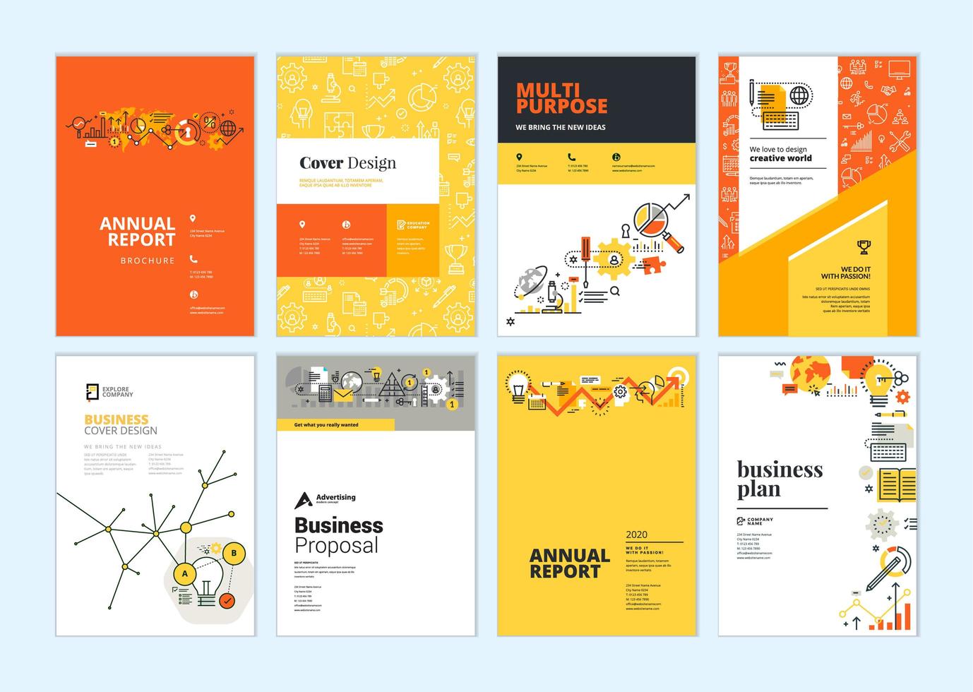 Set of brochure and report cover design templates  vector