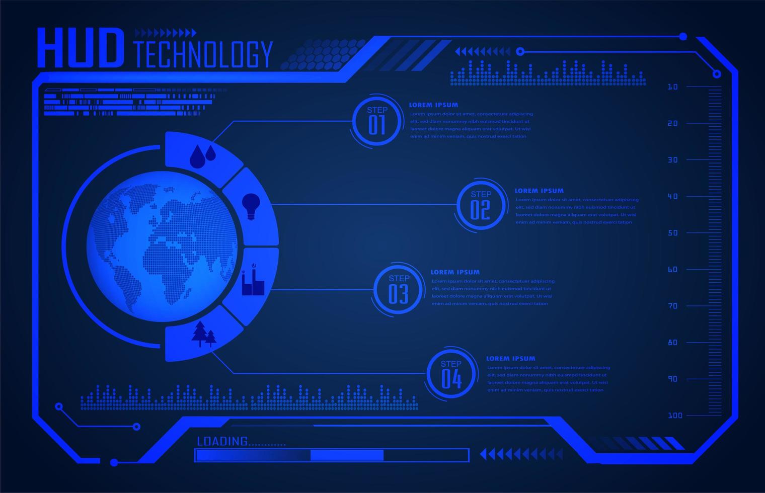 placa de circuito binario tecnología futura mundo azul hud vector