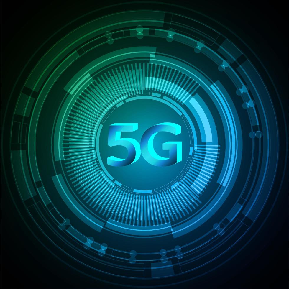 5G Blue Cyber Circuit Future Technology Background vector