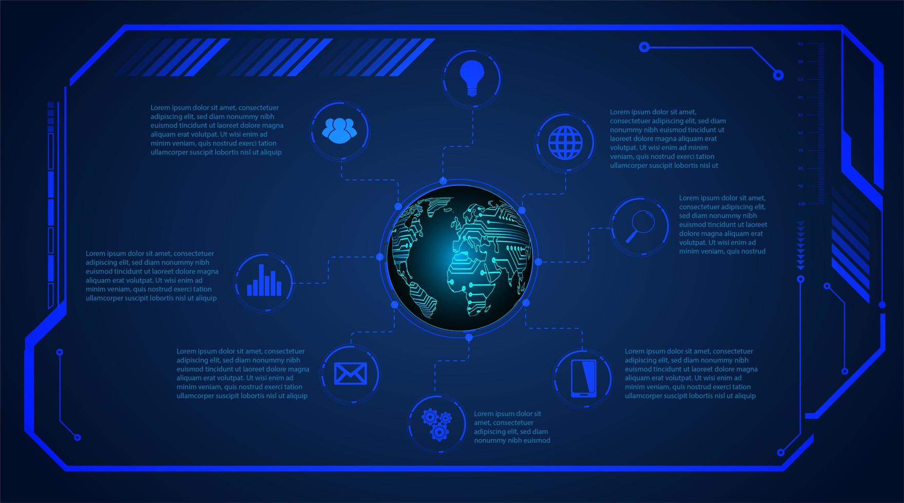 Blue Binary Circuit Board Future Technology vector