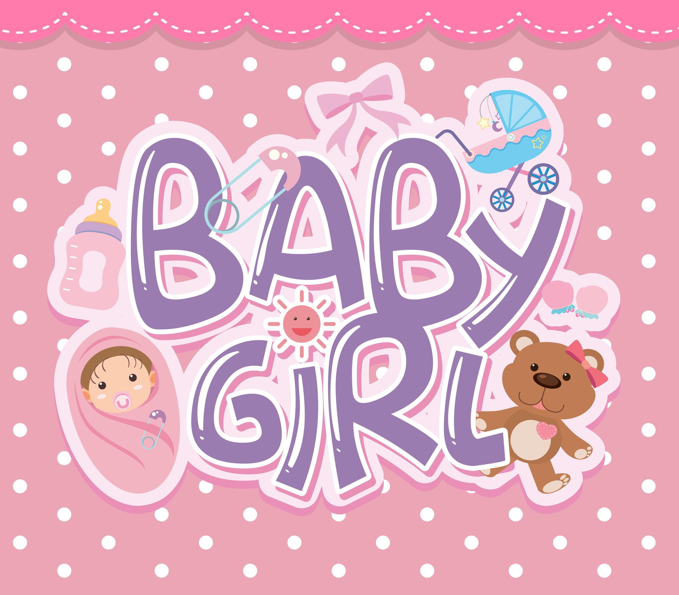 Baby girl text and elements 1363223 Vector Art at Vecteezy