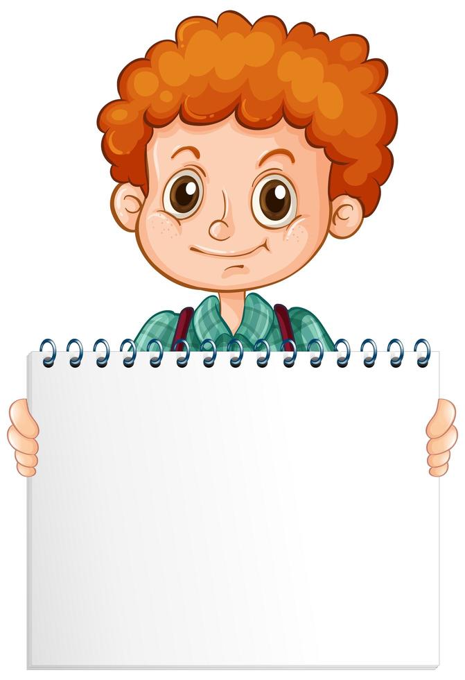 Blank sign template with cute boy  vector