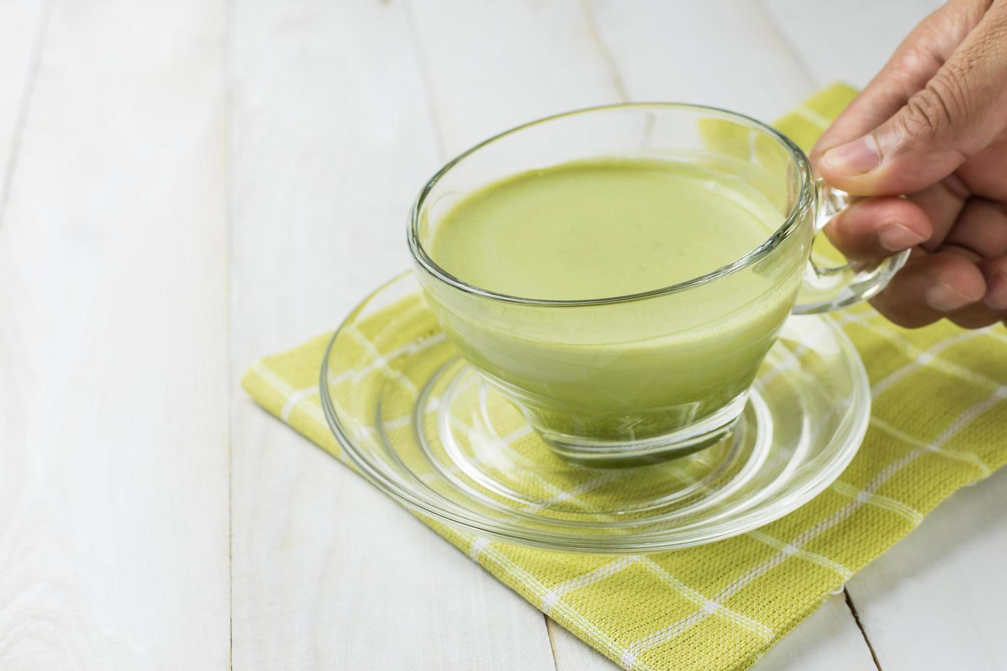 Green tea matcha latte photo