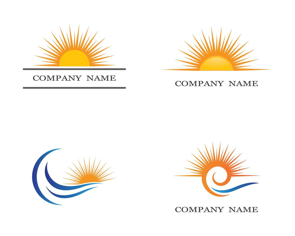 Summer sun symbol set vector