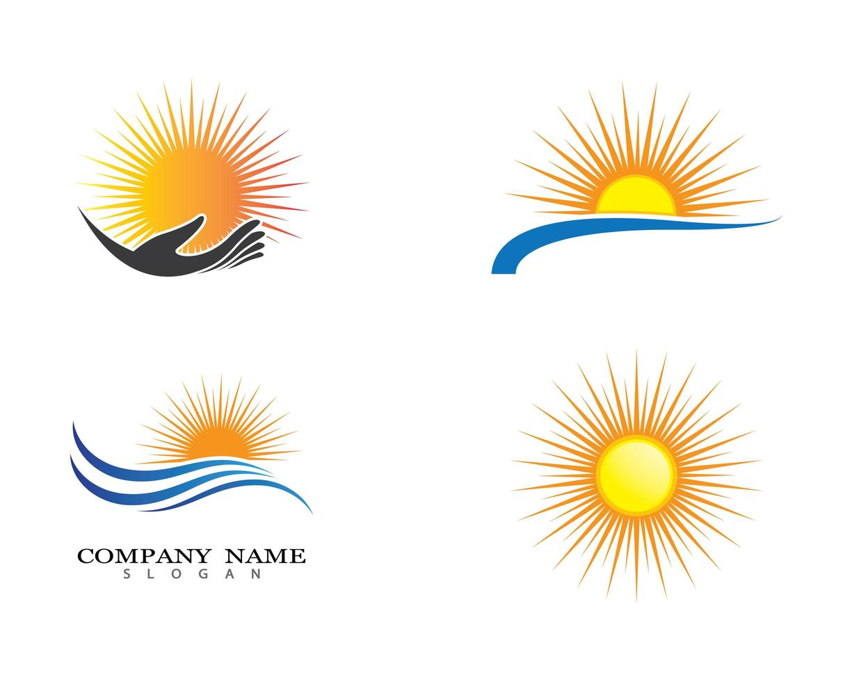 Summer sun symbol set vector