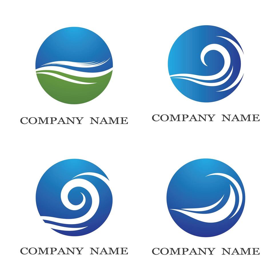 Water wave logo set vector