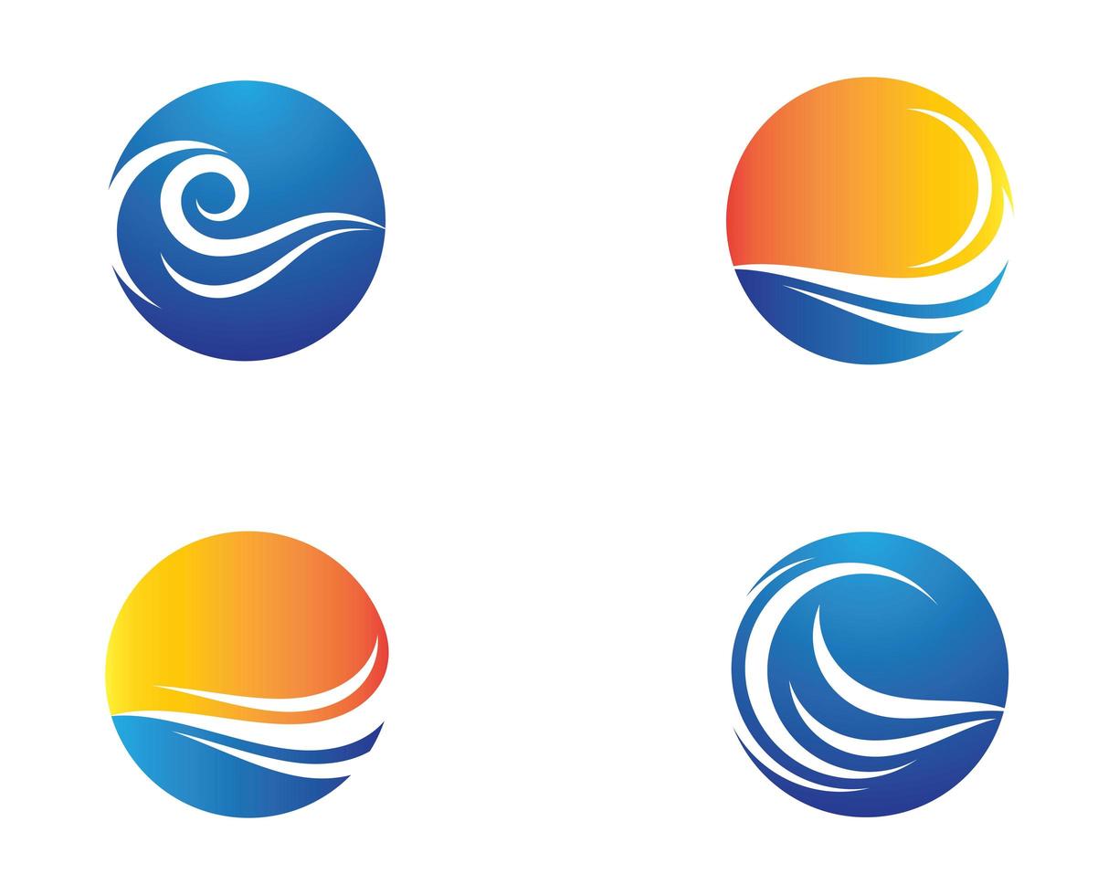 Wave symbol circle icons vector