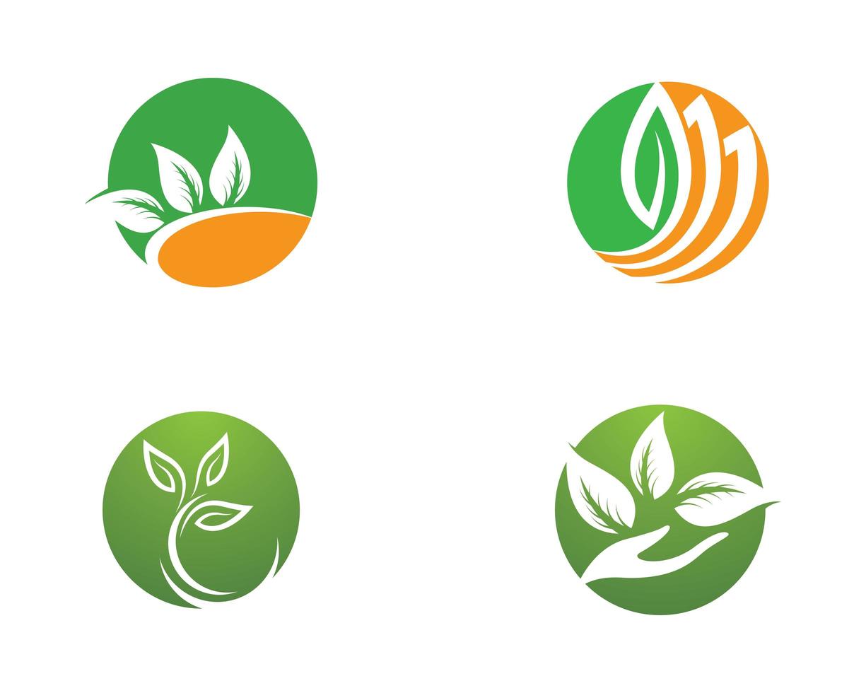 Circle ecology icon set vector