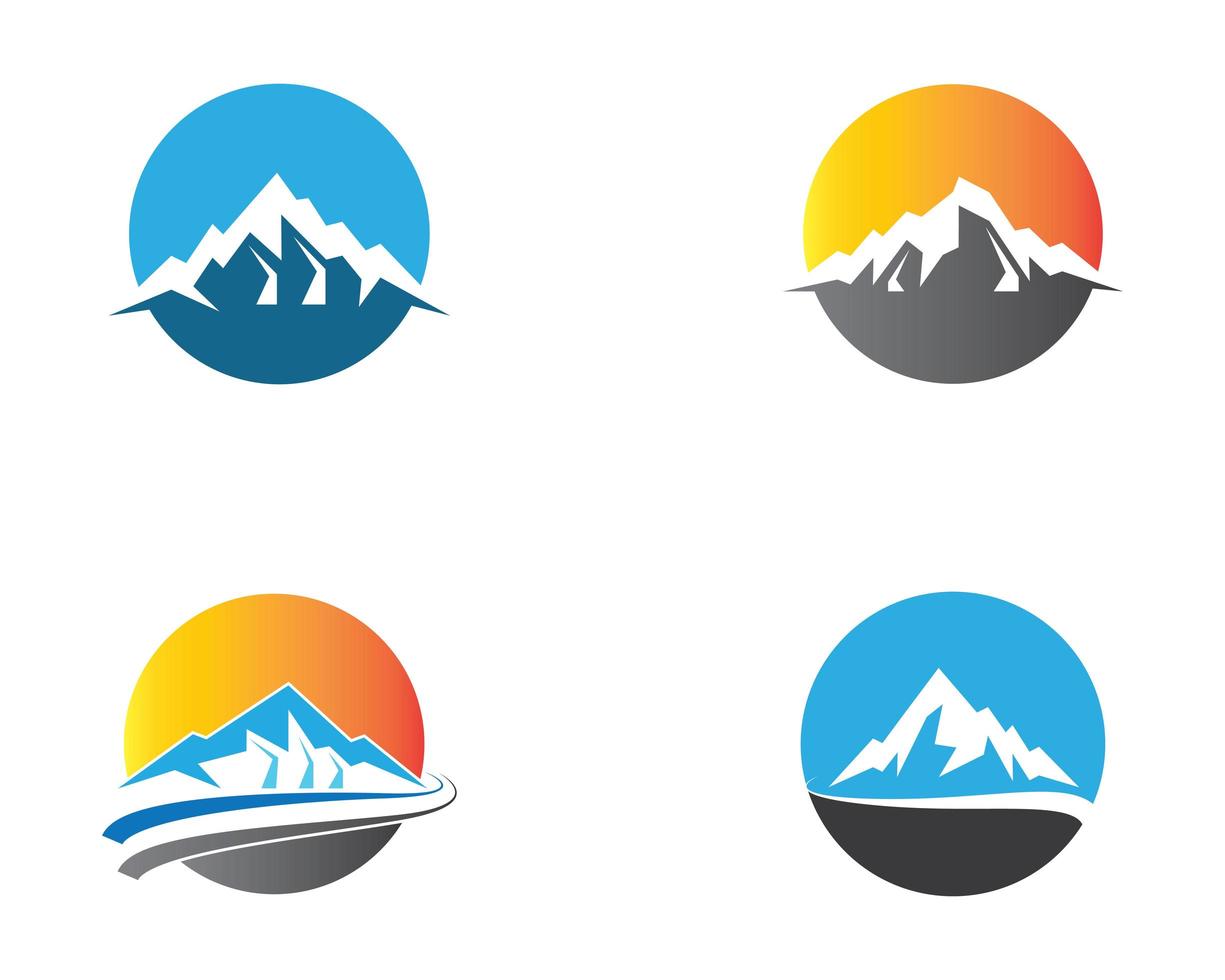 iconos circulares de montaña vector