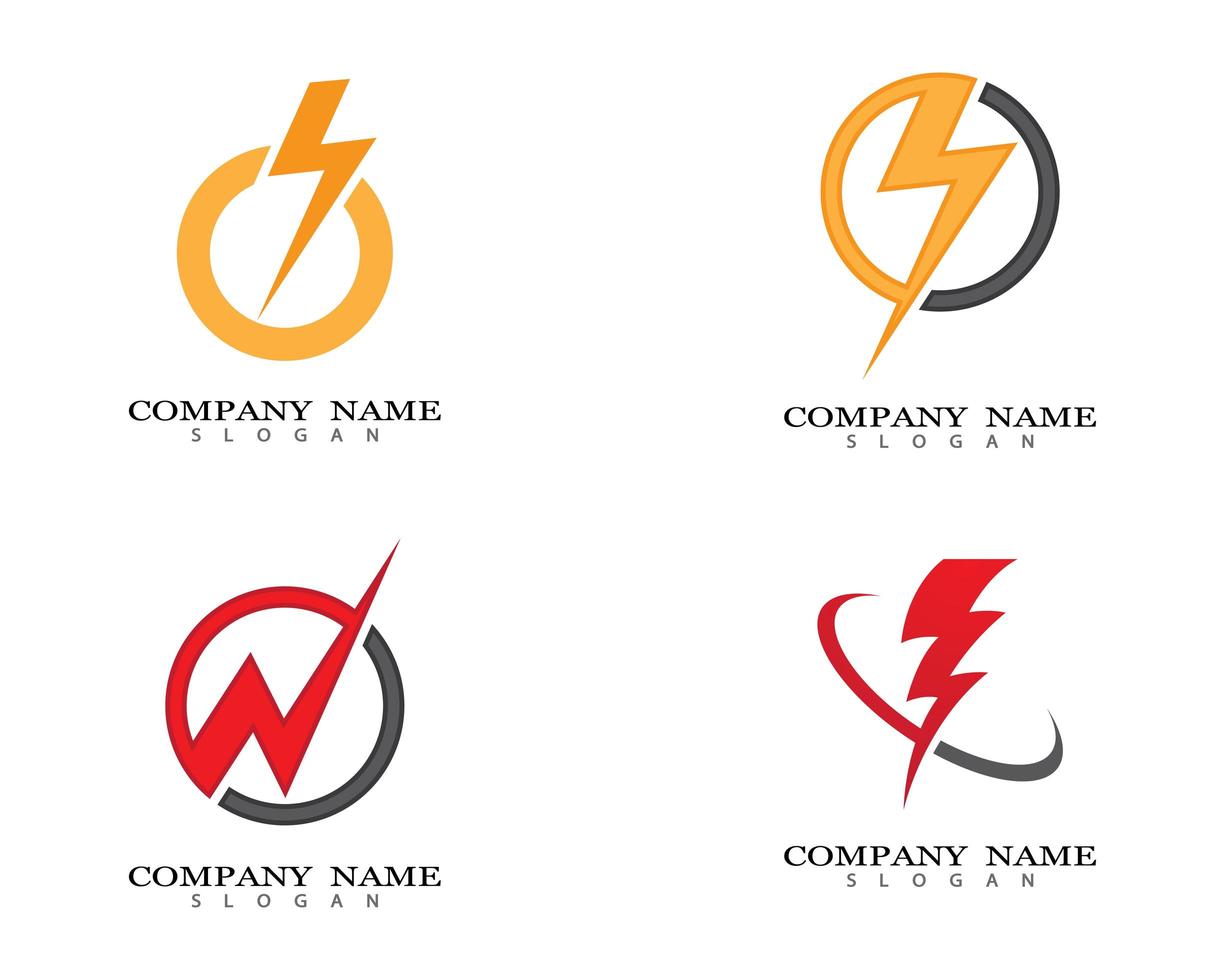 Thunderbolt logo set vector