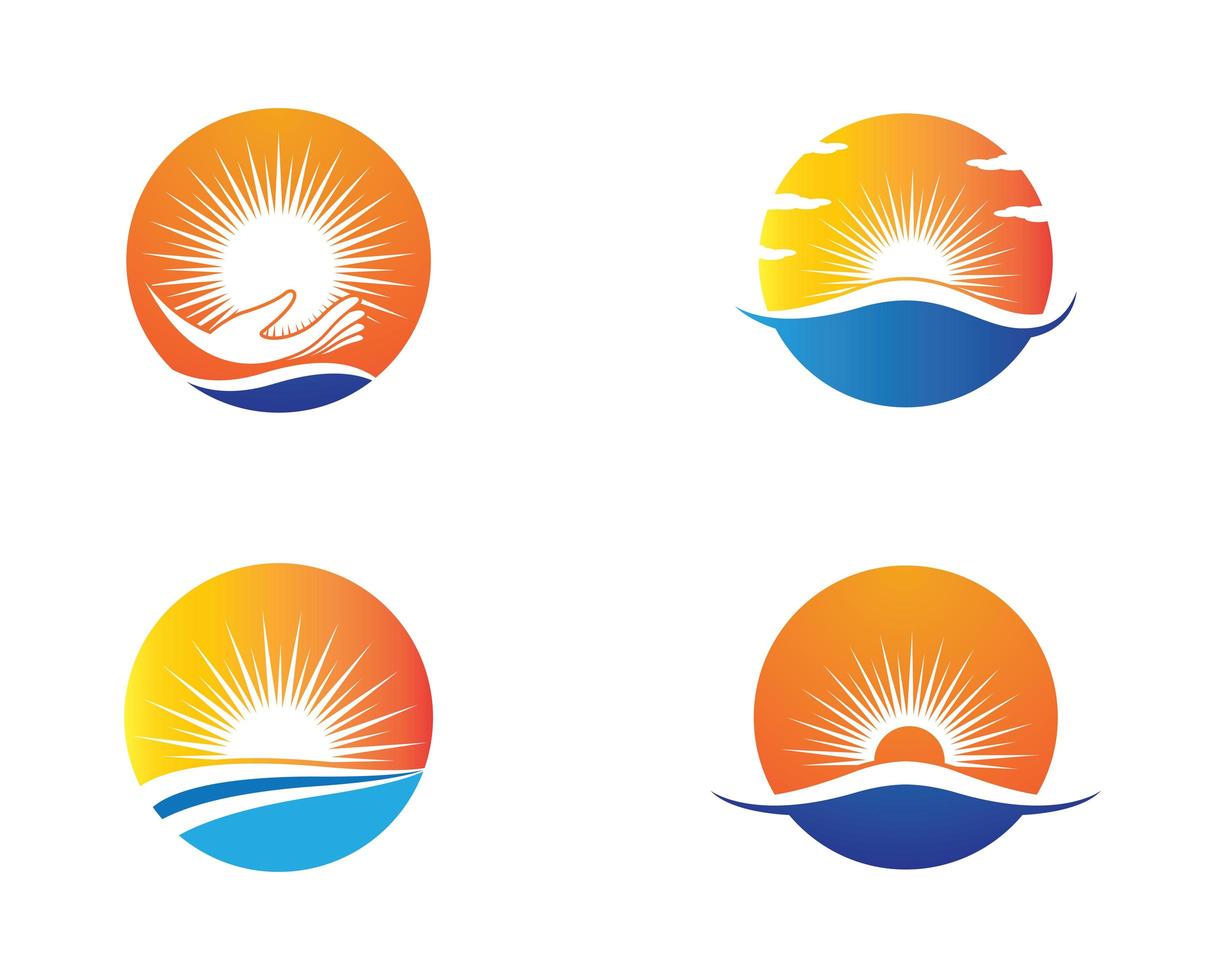 Summer sun symbol set vector