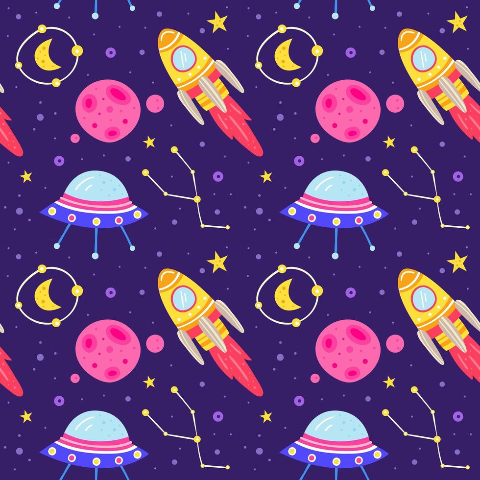 Cute outer space seamless pattern background vector