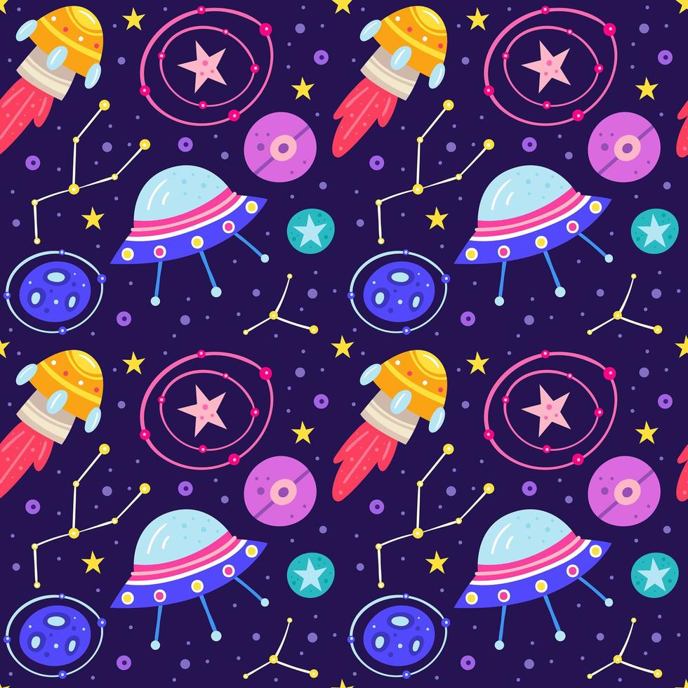 Cute outer space seamless pattern background vector