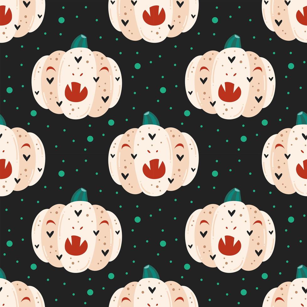 Spooky white pumpkin Halloween seamless pattern background vector