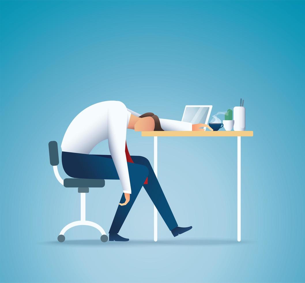 Tired business man sleeping at work vector