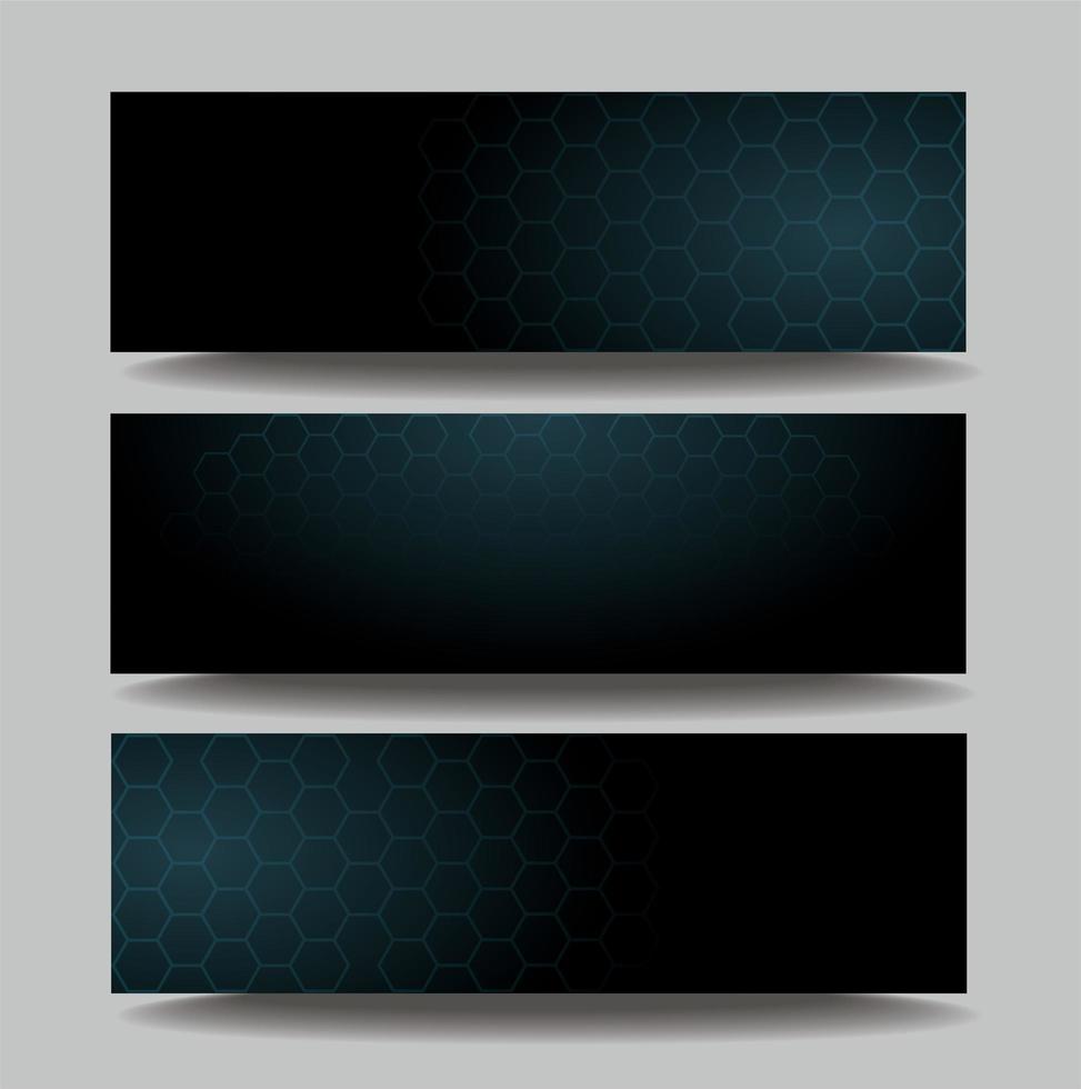 Dark hexagon template banners vector