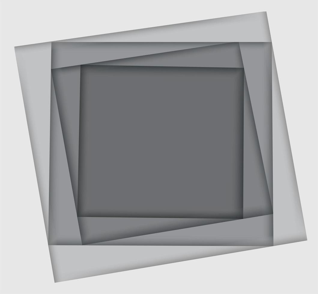 Shades of white and gray square layered frame vector