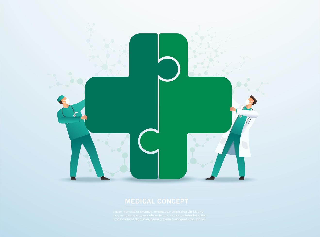Doctors putting puzzle medical icon together vector