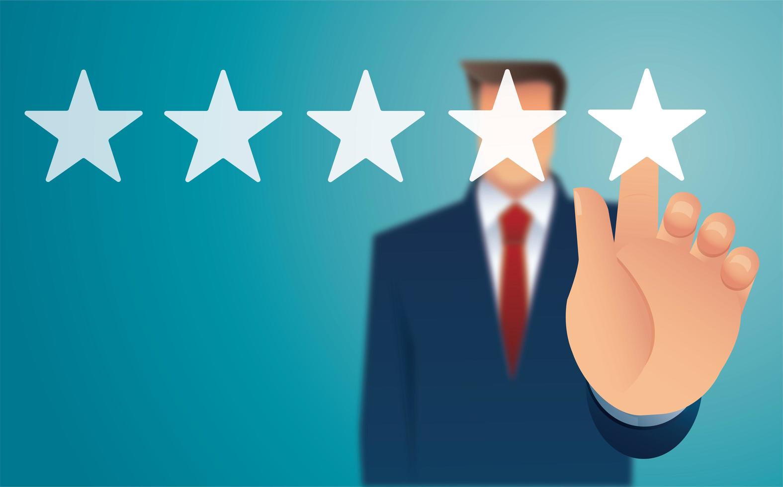 Blurred man's hand giving five star rating vector