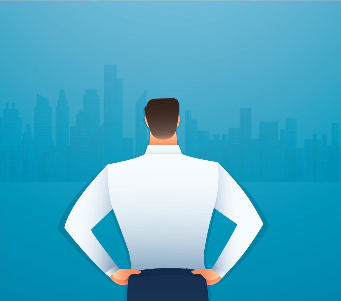 Back view of standing man in formal clothes vector