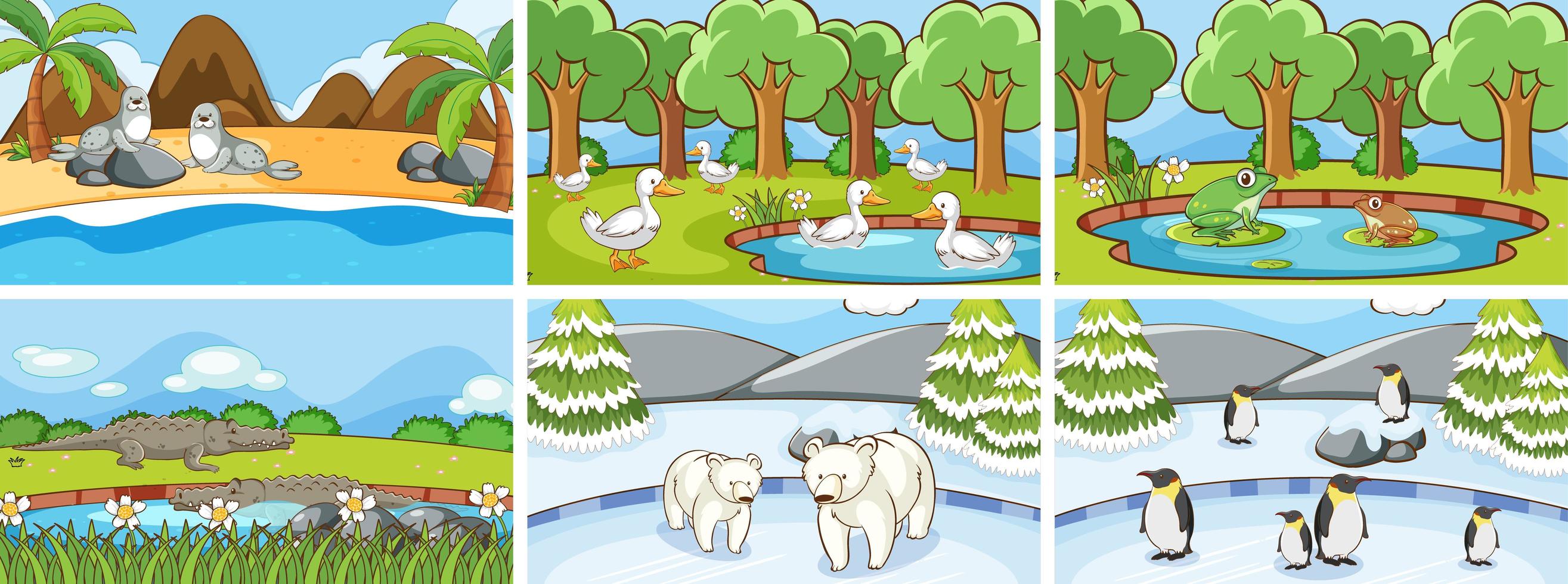 Background scenes of animals in the wild set vector